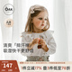OAK FAMILY兒童長(zhǎng)袖套裝女孩春季小童圓領(lǐng)荷葉邊純棉t恤+背帶短褲 荷葉領(lǐng)上衣 80 cm