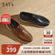 他她TATA商務(wù)休閑皮鞋男士軟底真皮工作鞋鞋春新QFS01AM5 黑色 41