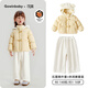 可英 GOWINBABY女童新年衣服禮物2025冬款女孩百搭甜美可愛(ài)棉衣女寶防風(fēng)加絨棉服 黃色兔子連帽棉服+米白色寬松休閑褲WE592 120 （適合身高110cm-120cm）