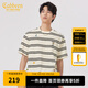 卡賓（CABBEEN）【滿(mǎn)身刺繡】條紋短袖T恤男2024夏新款寬松潮牌上衣情侶裝 米白色12 XL /180/52