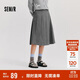森馬（Semir）森馬半身裙女仿毛呢裙子24冬新款A字百褶裙遮胯顯瘦109724120001