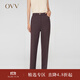 OVV秋冬熱賣女裝日本進(jìn)口彩點(diǎn)花呢羊毛套裝西褲煙管褲子 暗紅（凈色）A3 XS