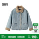 森馬（Semir）牛仔棉服女拼接毛領(lǐng)美式復(fù)古2024冬寬松毛邊夾克街頭109724108017