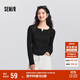 森馬（Semir）[商場(chǎng)同款]長(cháng)袖T恤女短款緊身顯瘦2025春木耳邊上衣101125101009
