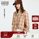 Teenie Weenie小熊女裝襯衫2025秋季新款翻領(lǐng)休閑時(shí)髦復古格紋上衣 卡其色 L