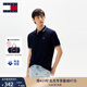 TOMMY JEANS【潮流鑲邊】25夏季男裝純棉珠地網(wǎng)眼商務(wù)翻領(lǐng)短袖T恤POLO 藏青色C1G M