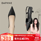 達芙妮高跟鞋女夏季新款旗袍新中式透氣單鞋通勤涼鞋 黑色 6.2cm 37 標準碼