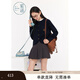 紫涵（ZIHAN）紫涵假兩件短款針織開(kāi)衫女秋季學(xué)院風(fēng)小個(gè)子寬松毛衣外套 深藏青 S
