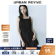 UR2025夏季新款女裝摩登氣質(zhì)通勤短款方領(lǐng)A字連衣裙UYY750075 黑色 S