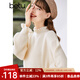 betu百圖女裝2022冬季新款毛針織衫慵懶風(fēng)木耳邊長(cháng)袖針織衫2211T35 杏色 M
