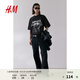 H&M【Metallica】男裝女裝樂(lè )隊T恤秋印花寬松美式重磅短袖1159823 黑色/Metallica M 175/100