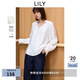 LILY2025春新款女裝含桑蠶絲優(yōu)雅氣質(zhì)通勤系帶領(lǐng)V領(lǐng)垂感套頭衫女 601白色 M