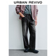 UR冬季新款男裝復古休閑腰帶直筒棉質(zhì)牛仔長(cháng)褲UUY850022 中灰 29