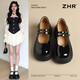 ZHR單鞋女厚底粗跟舒適通勤女鞋清新甜美瑪麗珍鞋女 KN36 黑色 38 