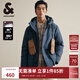 杰克·瓊斯（JACK&JONES）男裝冬季logo膠印寬松休閑百搭防風(fēng)袖口抽繩連帽羽絨服224412035 藍黑E41 M 175