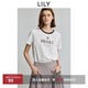LILY2025夏新款簡(jiǎn)約撞色字母印花圓領(lǐng)正肩休閑百搭白色短袖T恤女 601白色 S