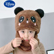 迪士尼（Disney）兒童帽子男童女童秋冬季新款圍脖一體可愛(ài)加厚保暖寶寶遮臉護耳帽 咖啡色熊貓 大碼【10以上-成年人】