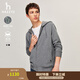 哈吉斯（HAZZYS）男裝 純棉夾克針織拉鏈開(kāi)衫衛衣連帽外套男ASVZU0BDX28 灰色GE L (175/96A 48)