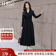 絲柏舍A字連衣裙2025秋裝新款女裝時(shí)尚收腰長(cháng)袖V領(lǐng)氣質(zhì)大擺裙