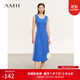 AMII女裝2025夏季新款極簡彈力羅馬布修身無袖條紋織帶拼接背 克萊因藍 2XL 175/96A