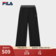 FILA 斐樂(lè )官方女士針織長(cháng)褲2025夏季新款時(shí)尚簡(jiǎn)約基礎休閑直筒YODAR褲 正黑色-BK XL 175/74A/XL