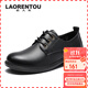 老人頭（LAORENTOU）女單鞋坡跟小皮鞋女鞋通勤休閑鞋透氣工作媽媽鞋 LB12266 黑 37 