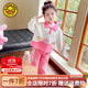 G.DUCKKIDS小黃鴨童裝女童春秋款卡通套裝新款甜美可愛(ài)兒童POLO衫衛衣兩件套 粉色 120 建議身高105-115cm 4-5周歲