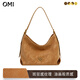 OMI女包真皮托特包女生新年情人節禮物腋下包新款hobo包單肩斜挎包 駝棕色【擦色】