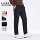 萊克斯頓休閑褲男秋冬【含山羊絨】松緊腰親膚絨感男士休閑直筒褲 深黑 XL