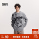 森馬毛衫男冬季涂鴉感提花針織衫oversize情侶裝潮流109724107207