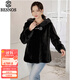 俾斯諾斯（BESNOS）意大利品牌2025冬季新款進(jìn)口貂皮大衣女整貂塊貂連帽皮草短款外套 黑色（衣長(cháng)65） M （建議體重80-95）
