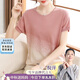 雪夕（XUEXI）媽媽夏裝2025新款冰絲短袖小衫洋氣小個(gè)子?jì)D女上衣中老年母親t恤