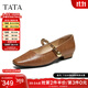 他她（TATA）復古紅色瑪麗珍鞋女鞋平底淺口單鞋2025春季新款 棕色 36