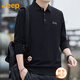 吉普（JEEP）美國正品高端衛衣春秋男裝上衣服內搭打底長(cháng)袖t恤翻領(lǐng)POLO衫秋冬 黑色 常規 【官方正品】 4XL 【適合190斤左右】