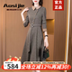 奧絲婕（Aosijie）高端品牌長(zhǎng)袖連衣裙女2025春秋新款時(shí)尚氣質(zhì)減齡顯瘦打底襯衫長(zhǎng)裙 咖色 M 【建議85-105斤】