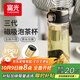 富光一鍵彈蓋磁彈泡茶杯PPSU茶水分離杯塑料水杯子茶杯男士黑色