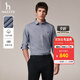 哈吉斯（HAZZYS）男裝 秋款商務(wù)通勤襯衣小千鳥(niǎo)格長(cháng)袖襯衫男ASCZK1BCK03 藏青色NV XL （180/100A 50）