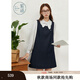 紫涵（ZIHAN）紫涵長袖飄帶襯衫無袖背心a字短裙內外兩件套裝裙女2025秋季新款 牛仔藍 L