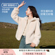 香影毛絨短外套女2024冬季新款連帽立領(lǐng)雙面絨保暖加絨厚開(kāi)衫上衣 米色 S