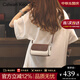 CALWAN KEODH包包女包2025新款真皮圓筒包枕頭包斜挎包小眾生日禮物送女友老婆 【白配咖啡】輕奢時(shí)尚百搭撞色實(shí)用走心女生閨蜜