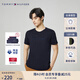 TOMMY HILFIGER【重工刺繡】夏男女平紋針織純棉潮流簽字體刺繡短袖上衣T恤 藏青色DW5 M (推薦：135-150斤)