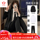 梵奧格（FANAOGE）韓版黑色西裝套裝女大學(xué)生答辯西服黑色外套教資工作面試職業(yè)正裝 [4件套裝]領(lǐng)帶+西裝+白襯衫+褲子 【帶墊肩】 L 【推薦110-120斤】 急件當日發(fā)-聯(lián)系客服可順豐