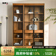 聯(lián)邦家具北美櫻桃木實(shí)木展示柜書(shū)柜書(shū)架一體帶玻璃門(mén)客廳儲物柜陳列柜 CZ7669櫻桃木展示柜（1米）