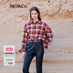 MO&Co.襯衫蘇格蘭紅黑格紋流蘇毛邊切割磨毛棉質(zhì)中性寬松摩安珂 紅黑格色 M 165