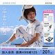愛(ài)慕兒童家居服男童孩蘭精莫代爾短袖上衣七分褲睡衣套裝男藍鯨150