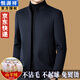 恒源祥高端毛呢大衣男士秋冬季新款商務(wù)休閑中年立領(lǐng)毛呢行政夾克爸爸裝 深藍色 L （175）建議125-140斤