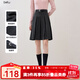 百圖（betu）女裝2025年秋季新款半身裙配送腰帶及膝微A壓褶裙裙子女2509T77 炭灰 XS