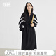 對白法式設計感抽繩針織連衣裙女2025秋裝新款氣質(zhì)顯瘦通勤風(fēng)裙子 靜謐黑 L