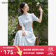 西遇新中式國風(fēng)盤(pán)扣改良旗袍女2025春夏季溫婉大方收腰A擺連衣裙 藍色 L (165)