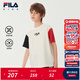 FILA【涼感】斐樂(lè )兒童童裝上衣2025年秋季新款男大童純棉短袖T恤 云菇白-WT 140